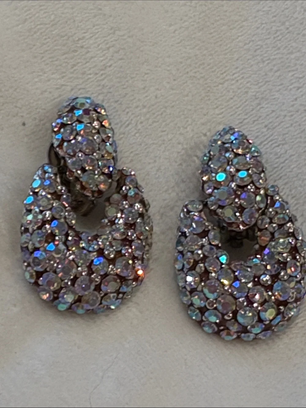 Vintage Erica Courtney AB Crystal clip Earrings Comfort fit New